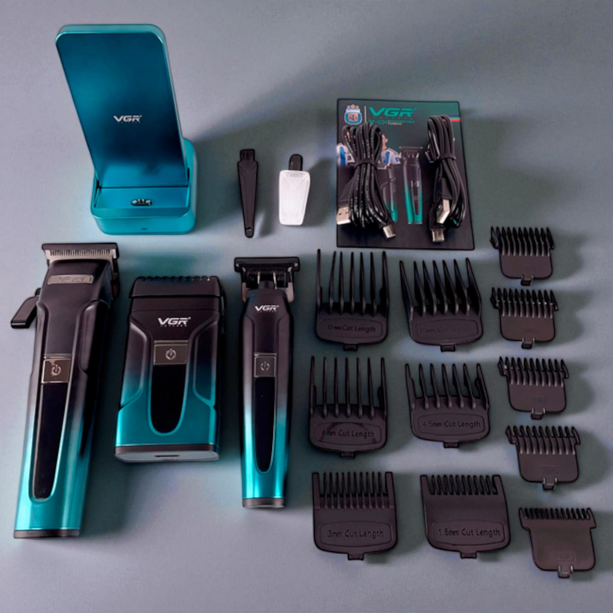 Набор VGR 3в1 V-694 Машинка для стрижки аккумуляторная clipper/триммер/электробритва Blue (E_V-694Blue) - фото 9 Набор VGR 3в1 V-694 Машинка для стрижки аккумуляторная clipper/триммер/электробритва Blue (E_V-694Blue) - фото 9