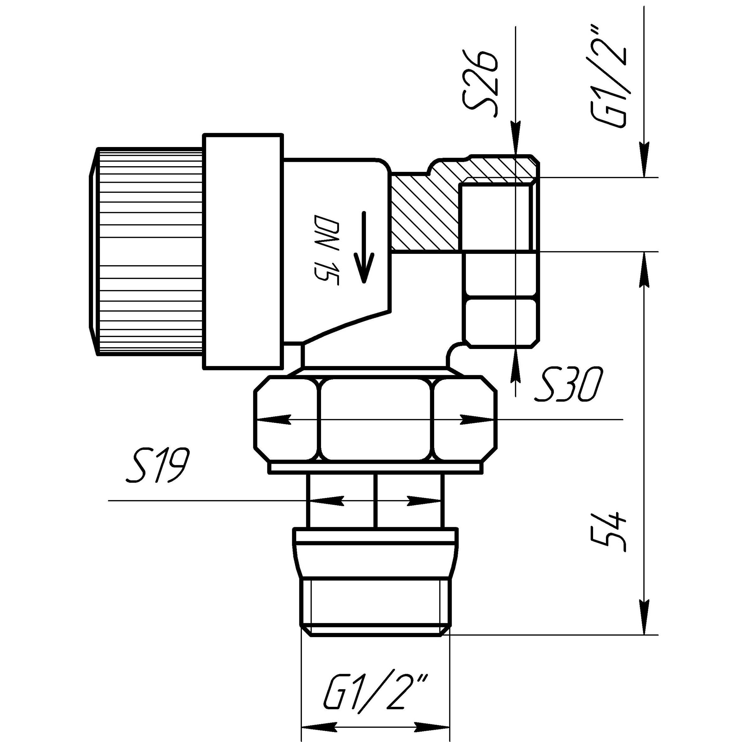 Кран радиаторный угловой Q Professional NV-QP5005 1/2" под уплотнительный ключ (GSR-000023479) - фото 2