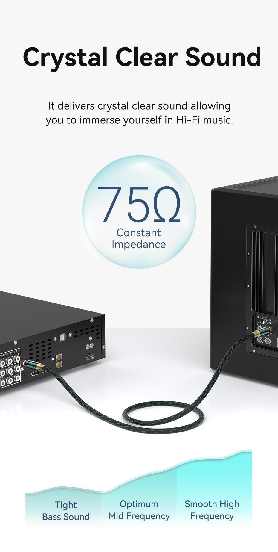 Аудіокабель коаксіальний Vention RCA-RCA посріблена мідь OFC обплетення/позолочені конектори 8 м Зелений (BCTGK) - фото 4 Аудіокабель коаксіальний Vention RCA-RCA посріблена мідь OFC обплетення/позолочені конектори 8 м Зелений (BCTGK) - фото 4