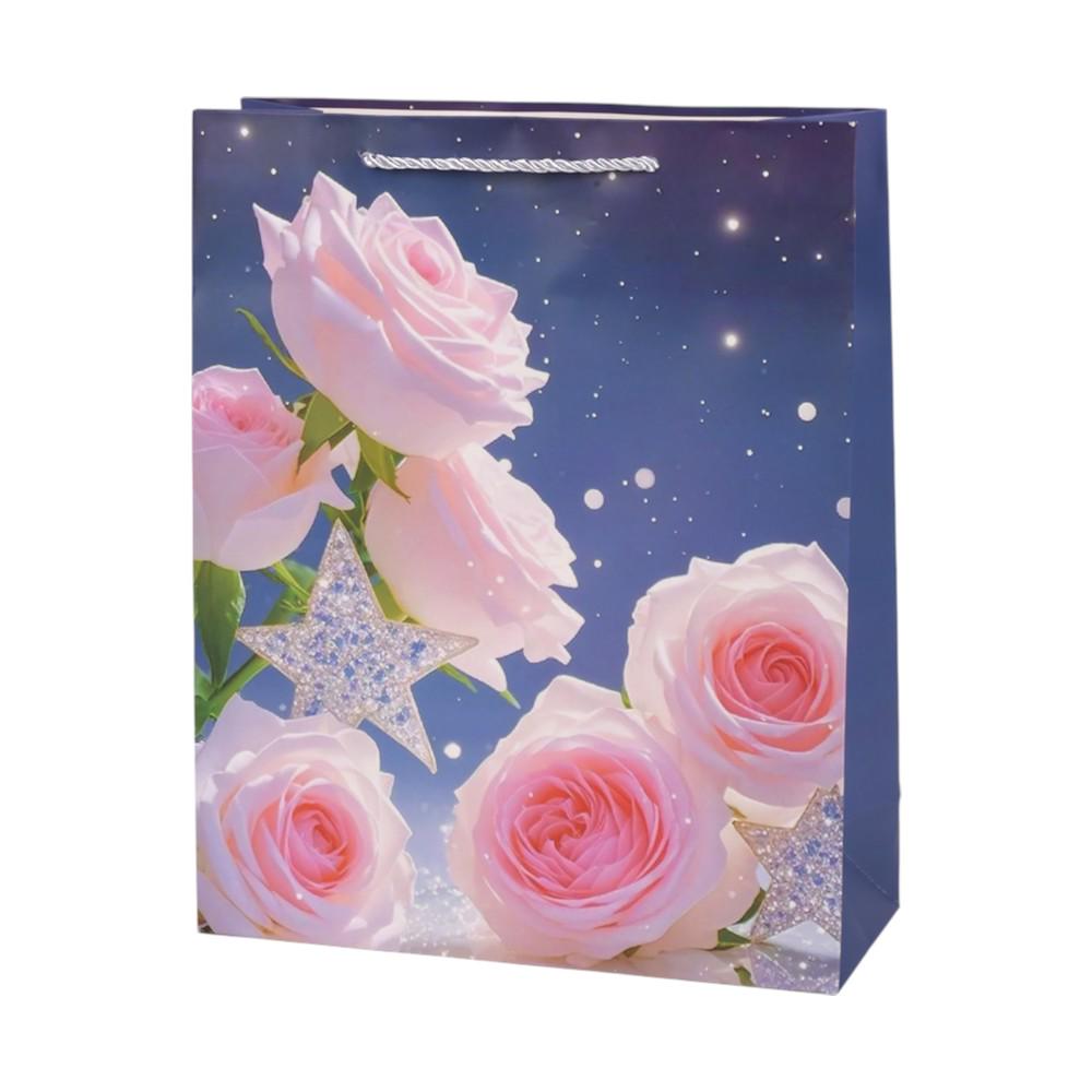 Подарочный пакет с ручками Roses R34448-S 18х24х8,5 см Темно-синий (29875994)