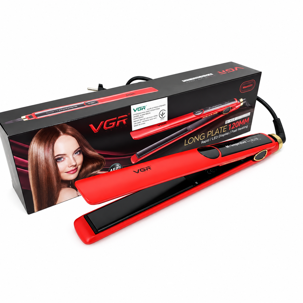 Плойка-випрямляч VGR V-518 150-230°C керамічні пластини/LED-дисплей Червоний (ML-06980) Плойка-випрямляч VGR V-518 150-230°C керамічні пластини/LED-дисплей Червоний (ML-06980)