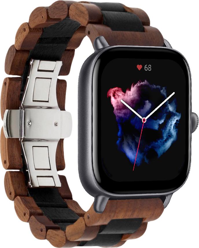 Ремешок деревянный WoodLock для Amazfit GTS 3 Black/Brown (28290-26)