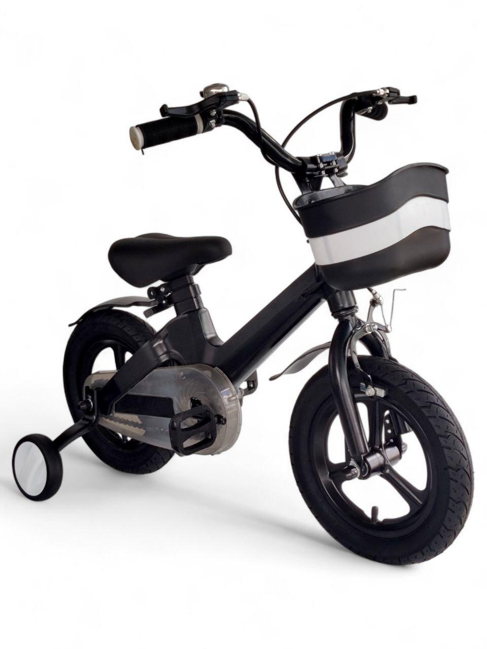 Детский велосипед двухколесный Magnesium 4188-11A-16 с рамой из магния и дополнительными колесами и корзиной Черный (4188-11A-16r-s)