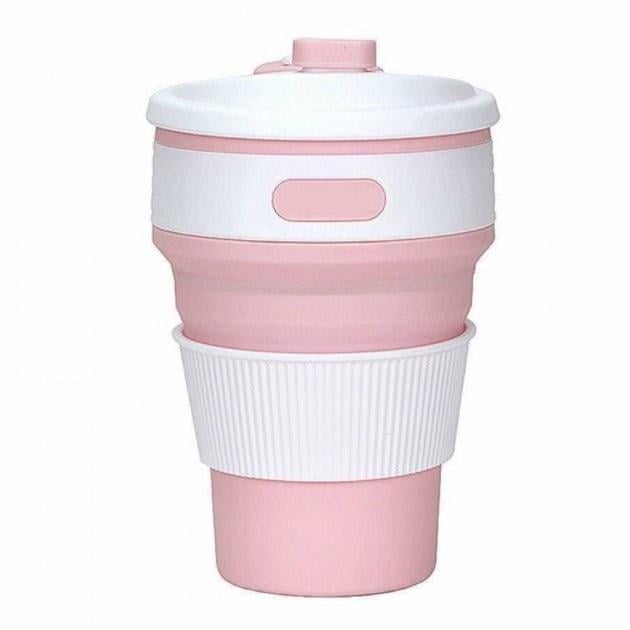 Складной стакан силиконовый Collapsible Coffee Cup 350 мл Розовый