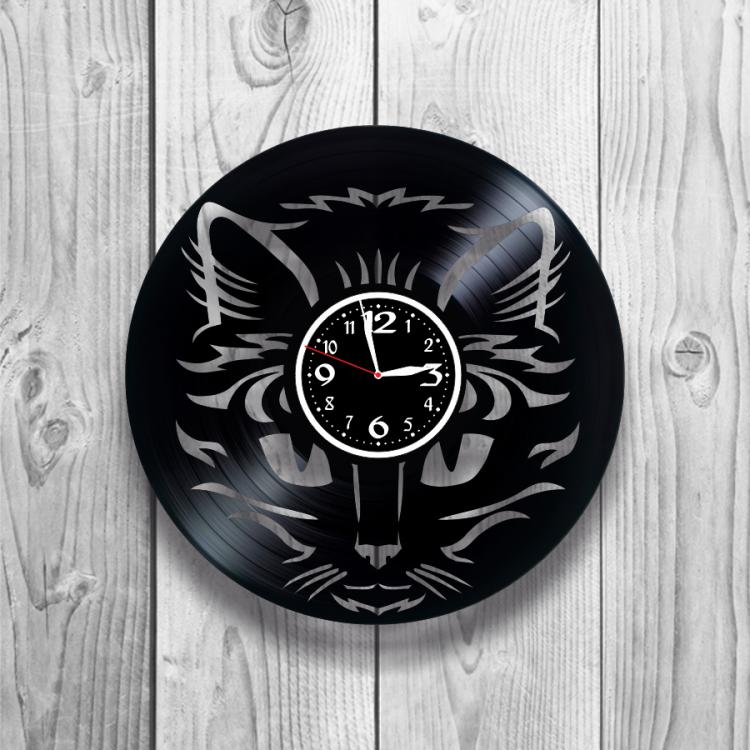 Часы настенные Кошка 0046 из виниловой пластинки