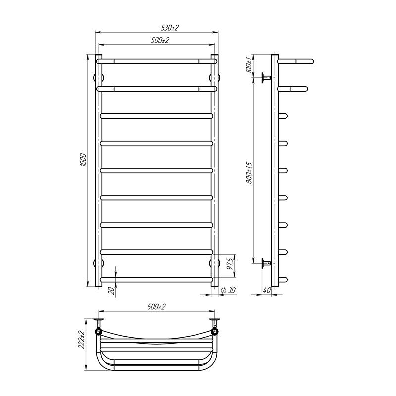 Полотенцесушитель Onlyheat Elios 500/1000/9 (67993) - фото 3