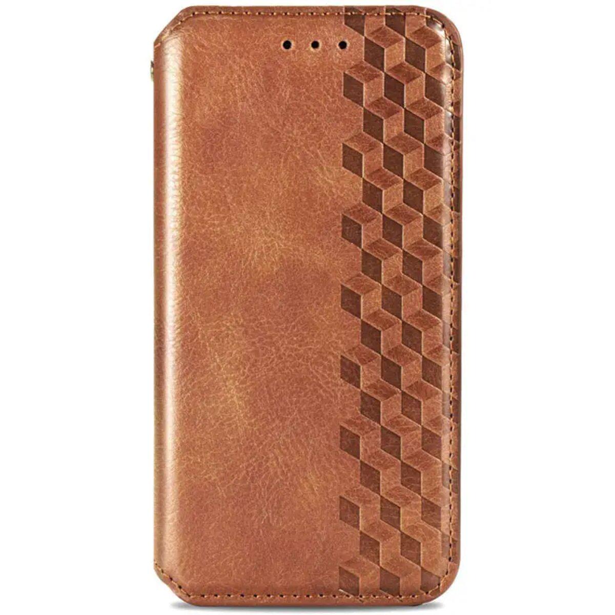 Противоударный Чехол-книжка Rubic Leather для смартфона Xiaomi Redmi 13 4G Brown