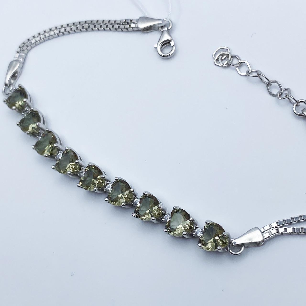 Браслет срібний з султанітом Серце р. 18,5-3 см 8,57 г