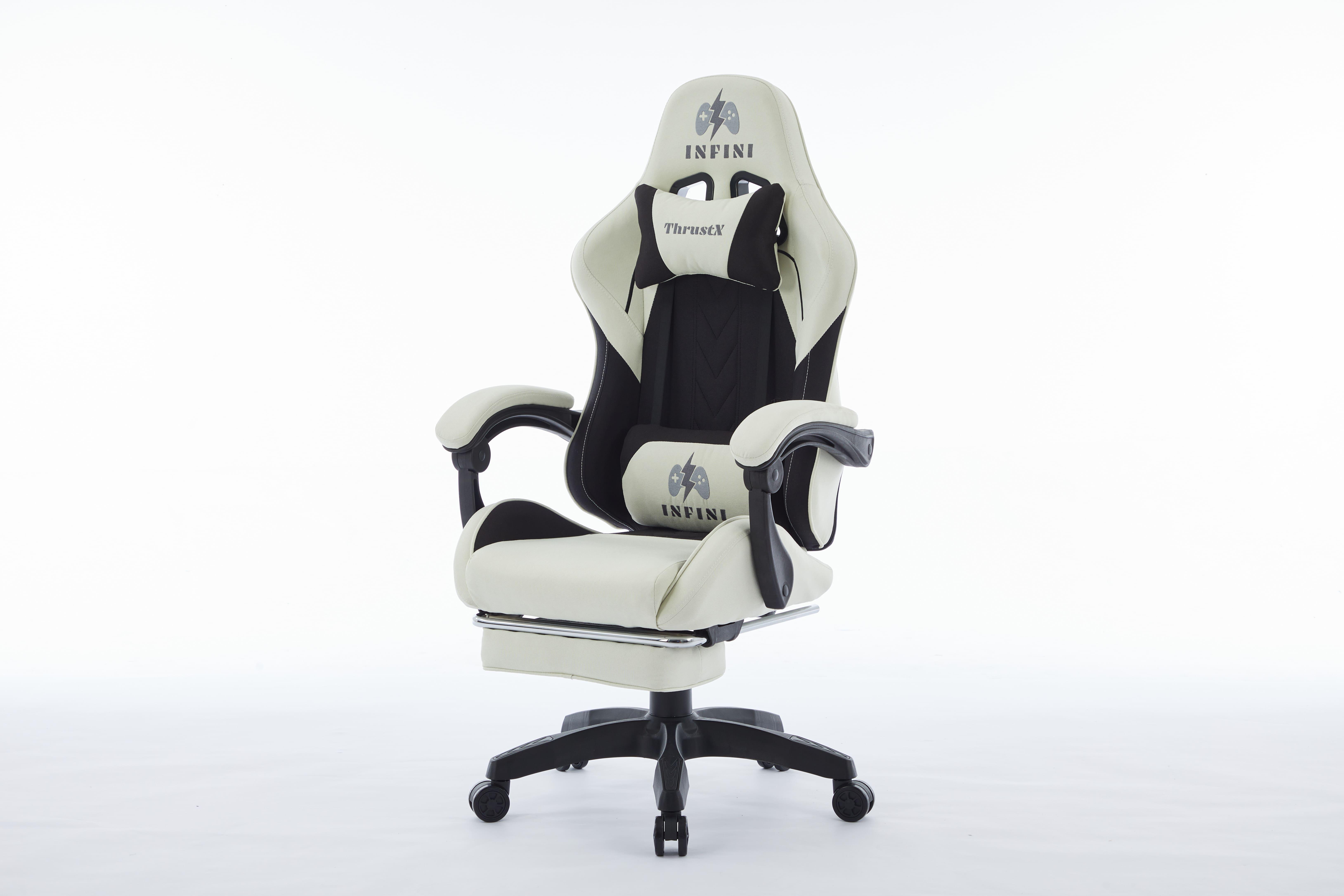 Компьютерное кресло из ткани INFINI ThrustX Молочный/Черный (23505658) - фото 3