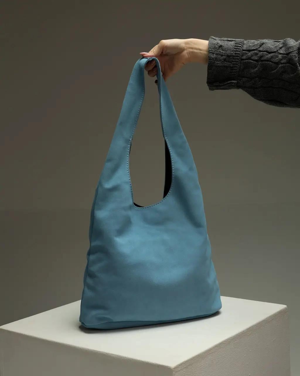 Женская сумка-шопер SW161-6 из натуральной замши Лазурный (32808876)