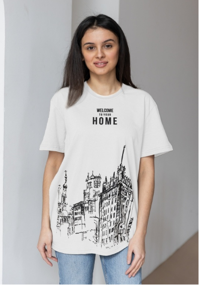 Футболка женская GBI Город хлопковая L Белый (13515 -Ж)