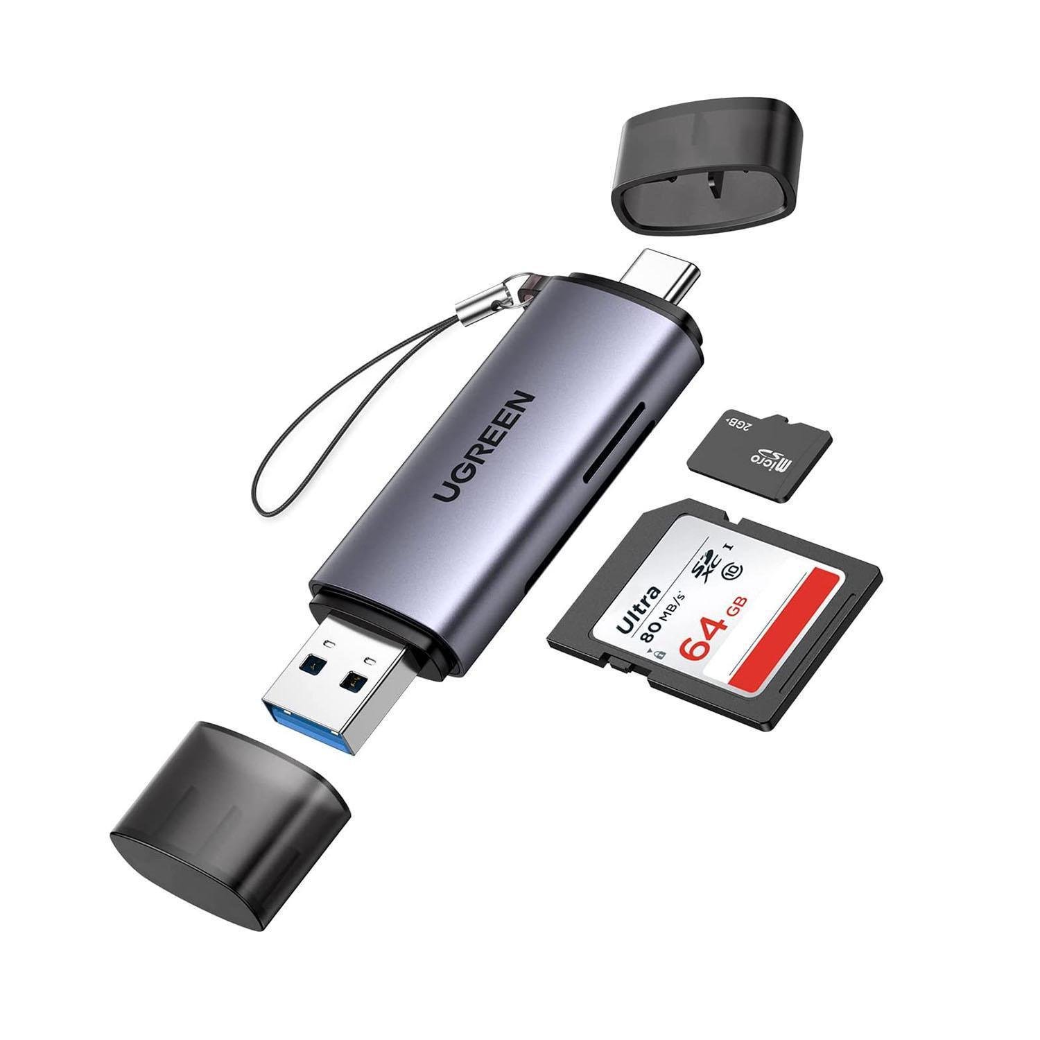 Кардридер UGREEN USB 3.0 +Type-C для TF SD Micro SD Послідовне зчитування/5 Гбіт/с USB-A/USB-C Сірий (50705) Кардридер UGREEN USB 3.0 +Type-C для TF SD Micro SD Послідовне зчитування/5 Гбіт/с USB-A/USB-C Сірий (50705)