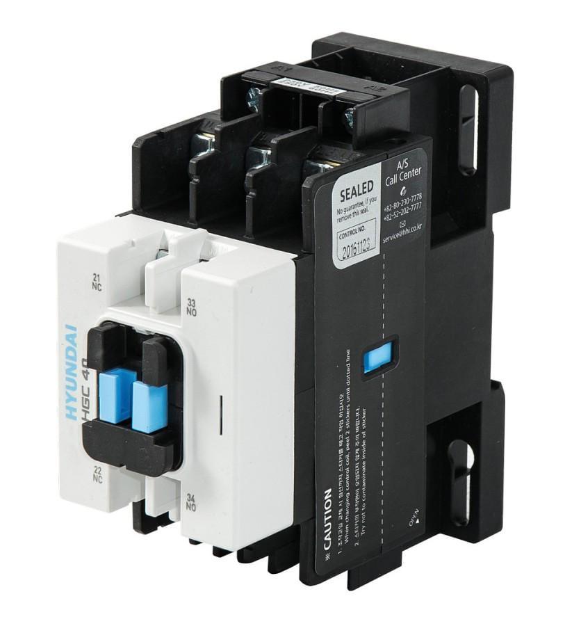 Контактор Hyundai Electric HGC 40A AC220V 2NO-2NC HD 5 кВт (HGC4022NSX220) - фото 1 Контактор Hyundai Electric HGC 40A AC220V 2NO-2NC HD 5 кВт (HGC4022NSX220) - фото 1