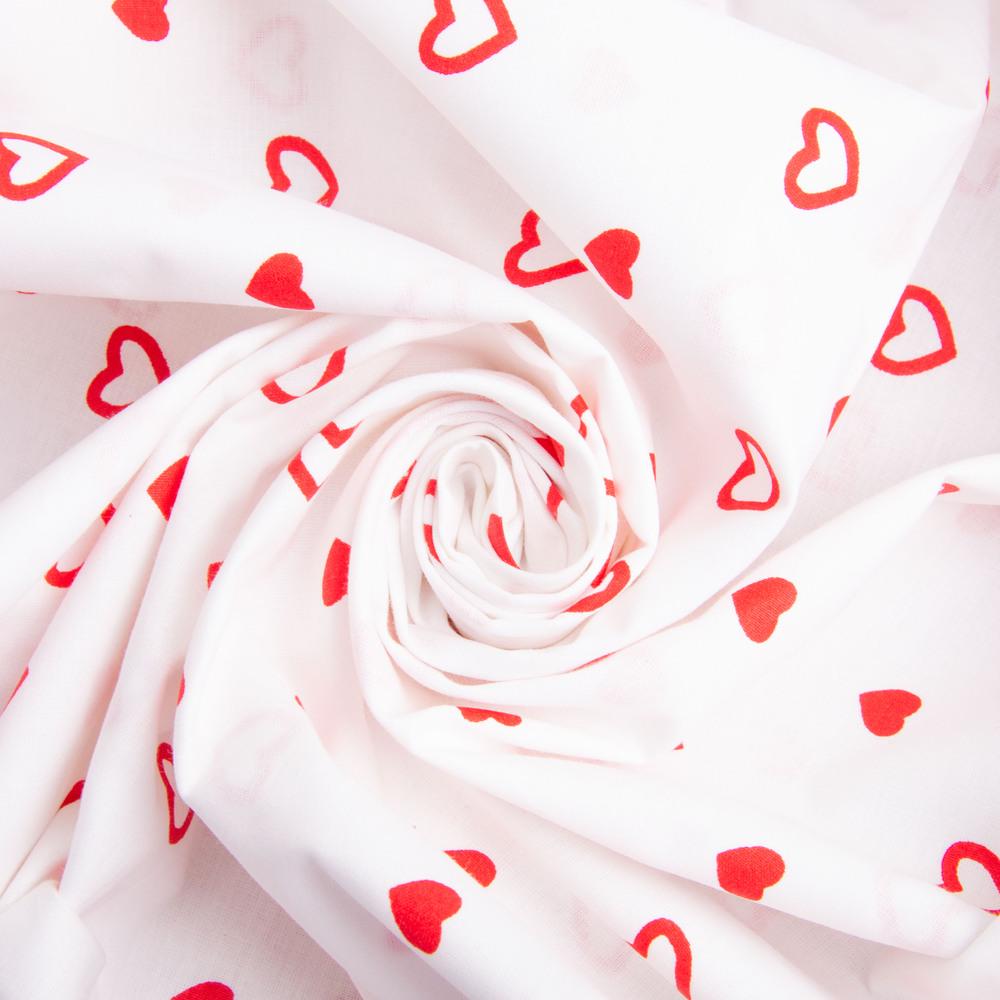 Ткань бязь ранфорс для постельного белья Сердца мелкие 130 гр/м2 240 см (1,28671/50)