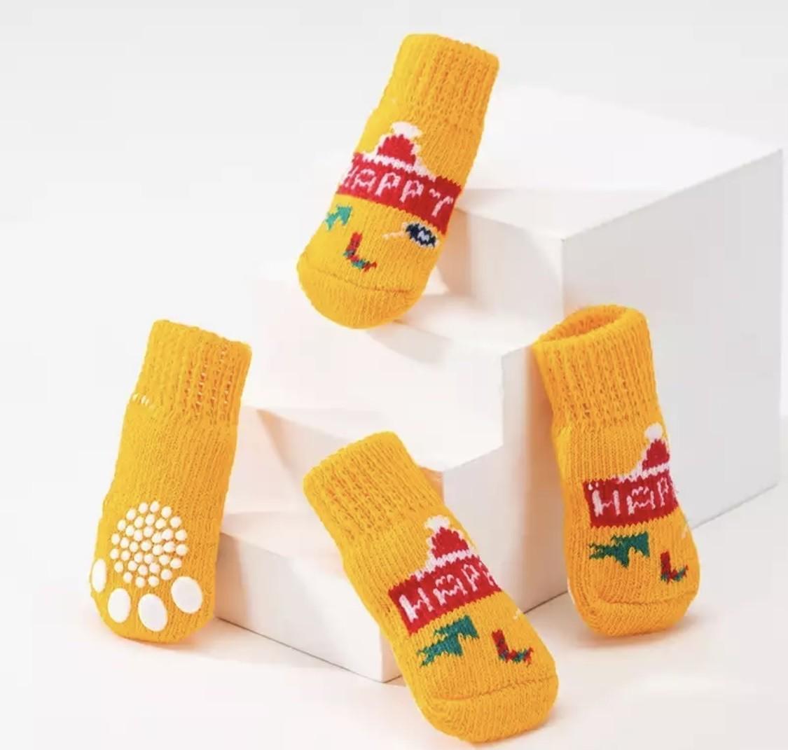 Шкарпетки для собак з антиковзанням бавовна S Orange
