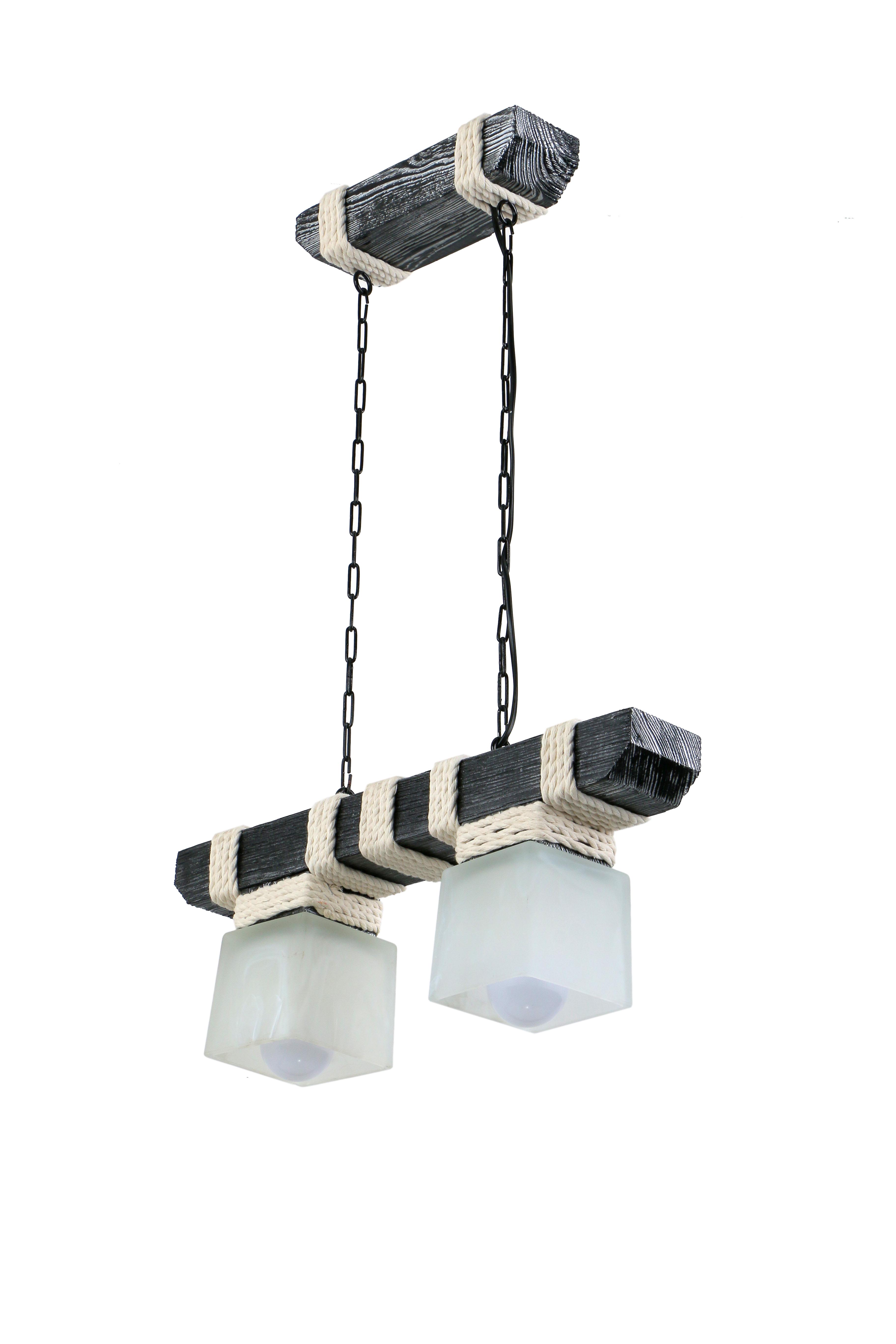 Люстра деревянная Sirius на 2 плафона Черное серебро (S7009/2)