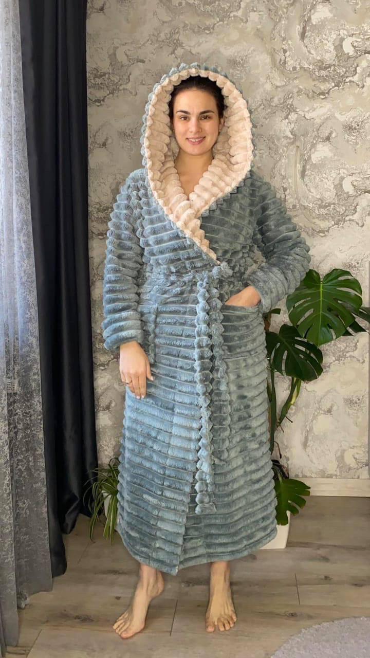 Халат жіночий махровий Woman Romance Style 20768 р. 58 Шарпей/Сірий (Х-0002-58) - фото 4 Халат жіночий махровий Woman Romance Style 20768 р. 58 Шарпей/Сірий (Х-0002-58) - фото 4