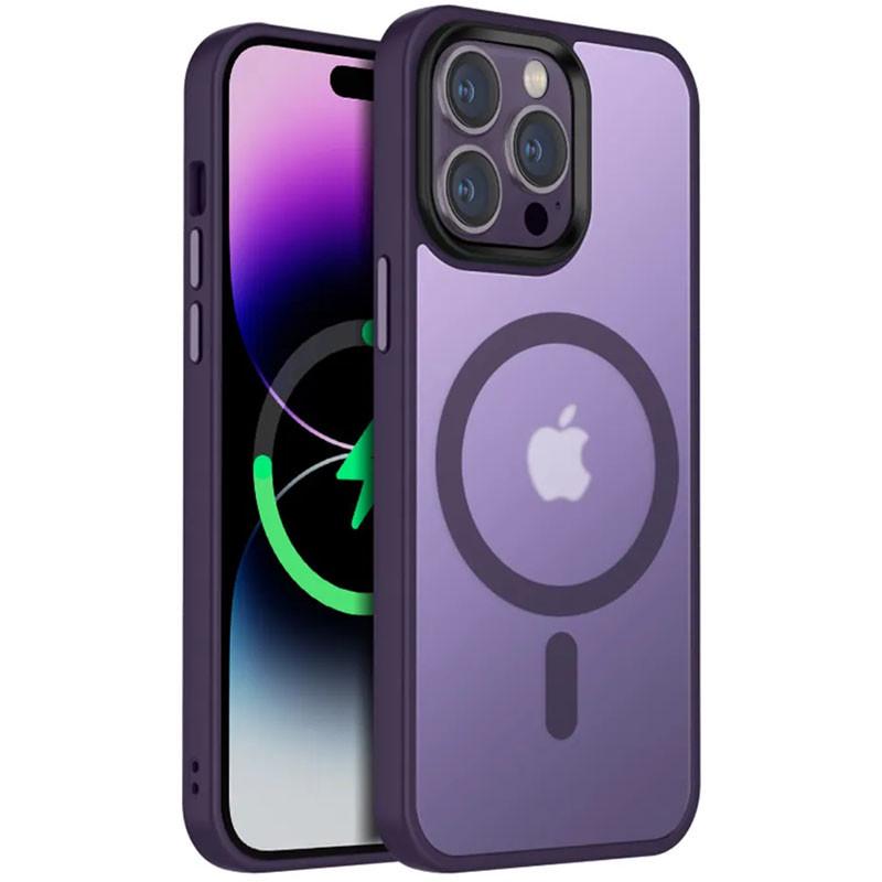 Противоударный Чехол Epik для Apple iPhone 12 Pro / 12 (6.1") Metal Buttons with MagSafe Colorful TPU+PC Темно-фиолетовый