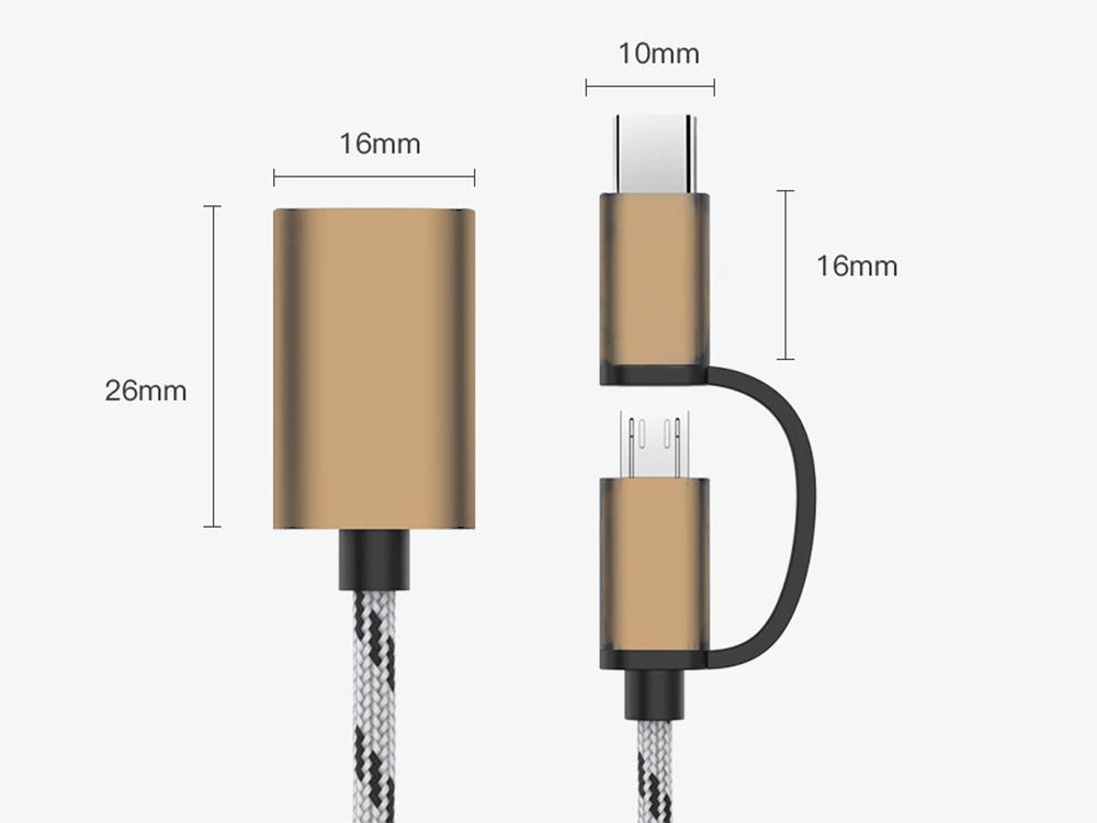 Адаптер OTG Robotsky USB 3.0 Micro USB и USB TypeC с кабелем 2в1 (Е1007-662-01) - фото 5