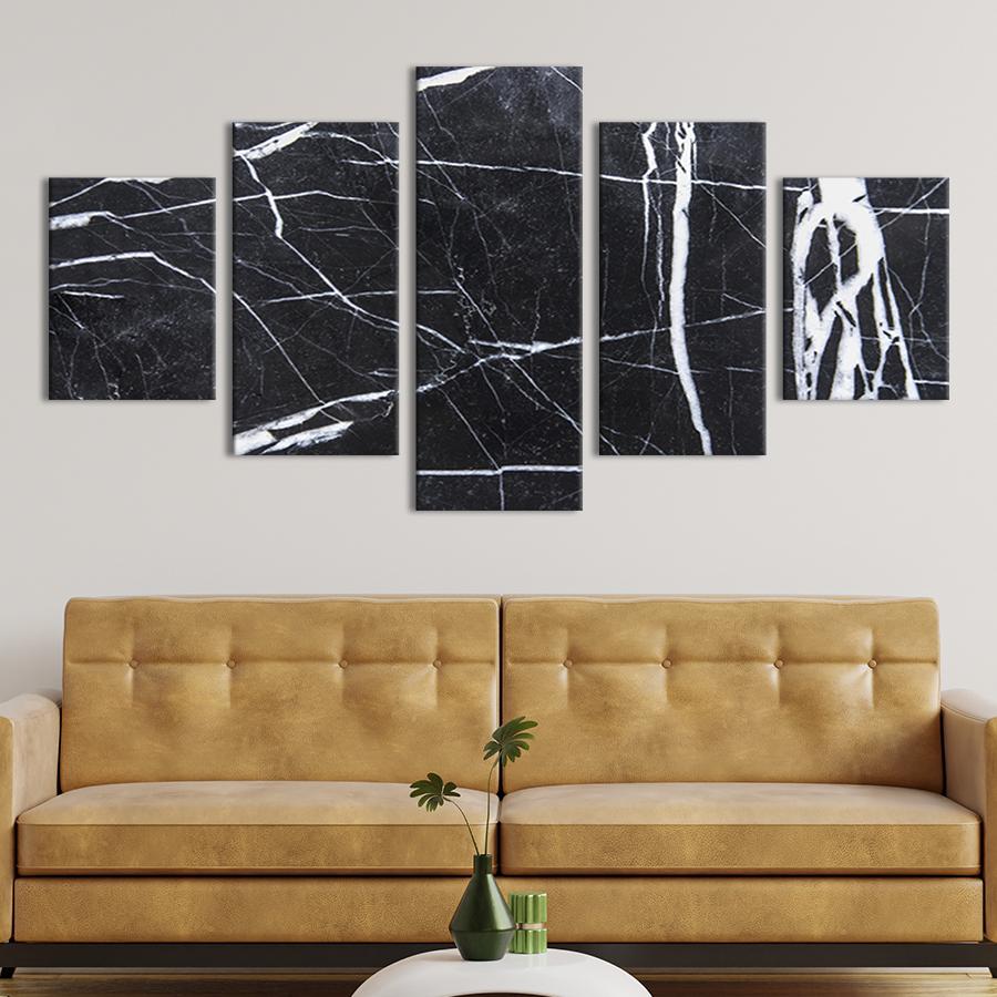 Модульная картина из 5 частей на холсте Абстрактный чёрный лёд 112x54 см (17-52)