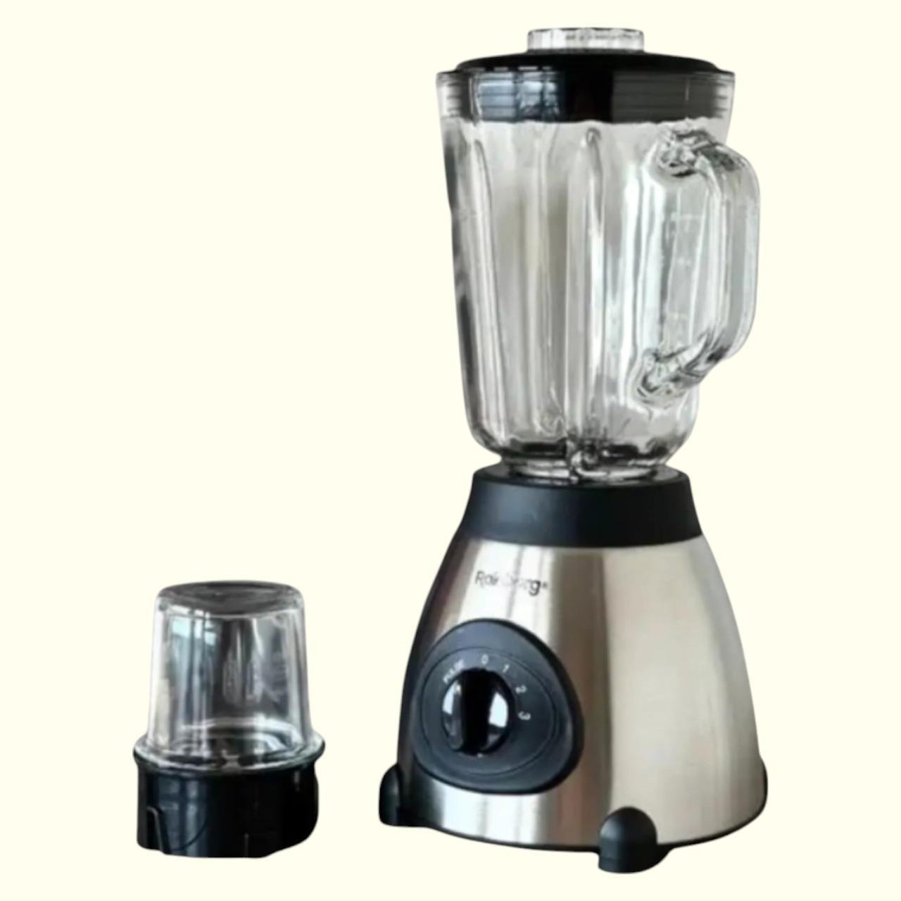 Блендер із кавомолкою Rainberg RB-2223 скляна чаша 3 швидкості подрібнення льоду імпульсний режим 2000 Вт 1,5 л Срібний (є75)