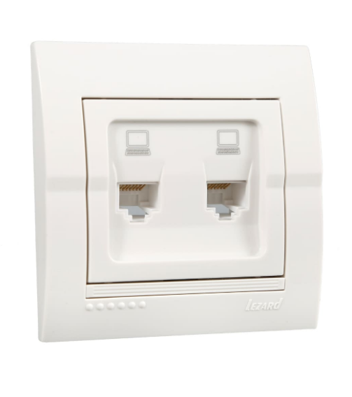Розетка двойная Lezard Deriy компьютерная Белый (26325788)