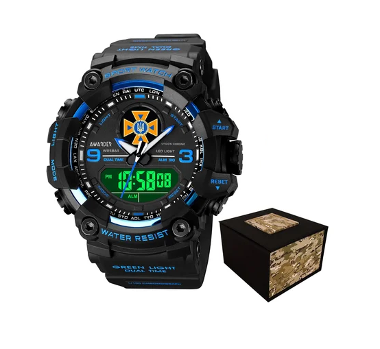 Наручные часы Awarder 001BUDSNS ДСНС с коробкой Черный/Синий Наручные часы Awarder 001BUDSNS ДСНС с коробкой Черный/Синий