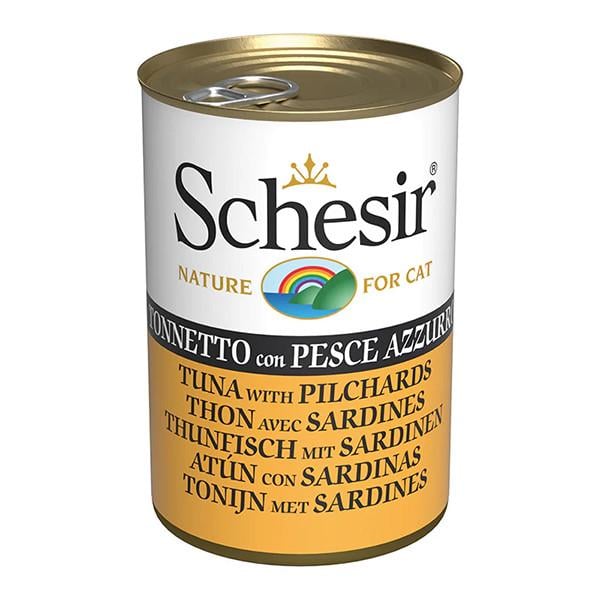 Корм вологий для котів Schesir Tuna with Pilchards тунець з сардиною в желе банка 140 г