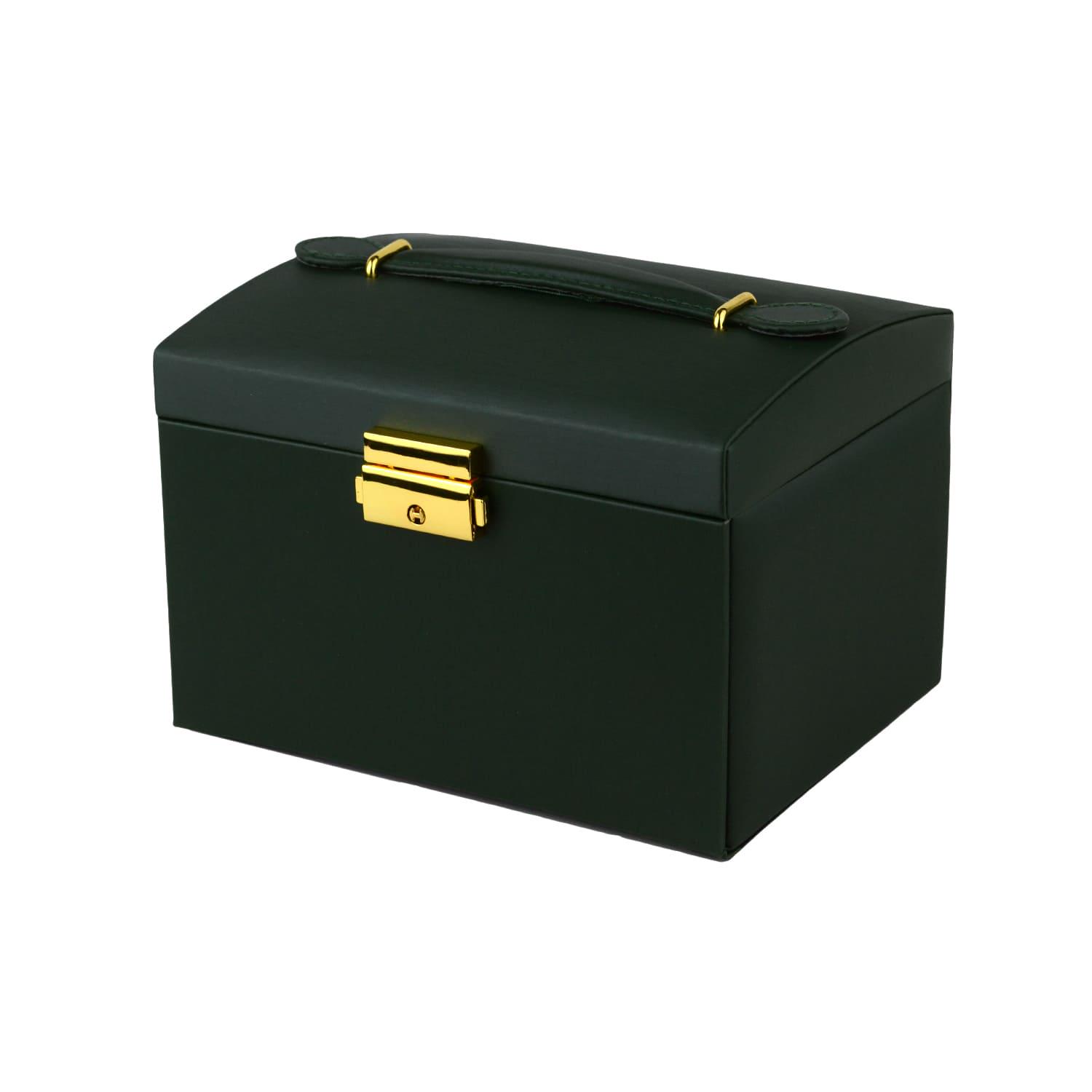 Шкатулка для украшений с зеркалом и ящичками 18х14х12.5 экокожа 12х12х5 см Зеленый (ШДД-13-2) - фото 2