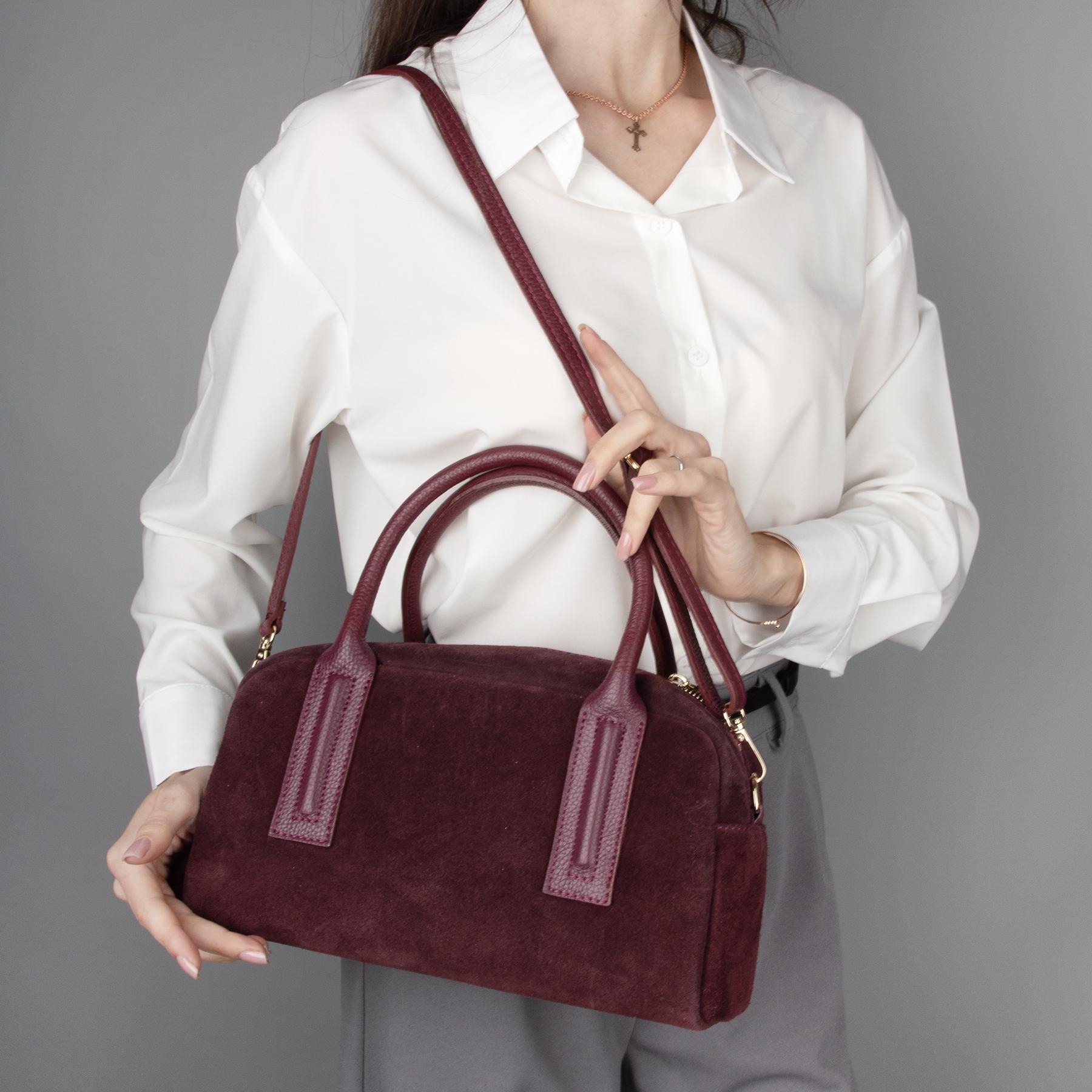 Жіноча сумка замшева Virginia Conti 03972 з ручками Винний (2791339532) - фото 5 Жіноча сумка замшева Virginia Conti 03972 з ручками Винний (2791339532) - фото 5