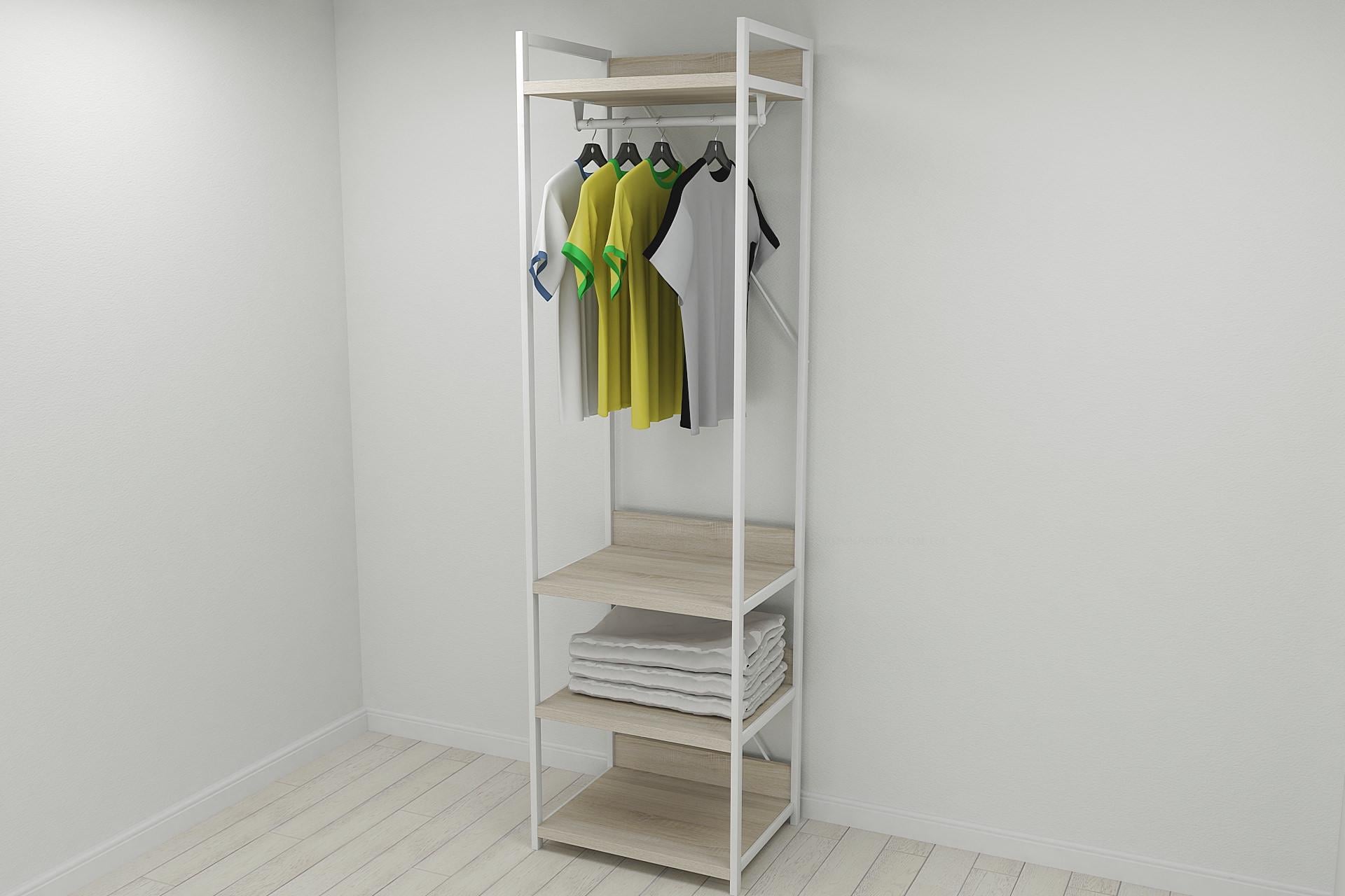 Шкаф-гардероб Ferrum-decor Коннект Уни секция 3 металл/ДСП 32 мм 220x60x50 см Белый/Дуб Сонома (FRD-104533)