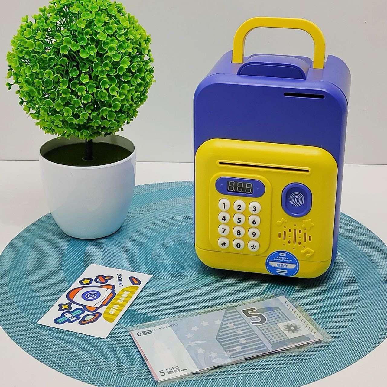 Сейф-копилка Банковский терминал с кодовым замком отпечаток Желто-синий (589-36A-37A)