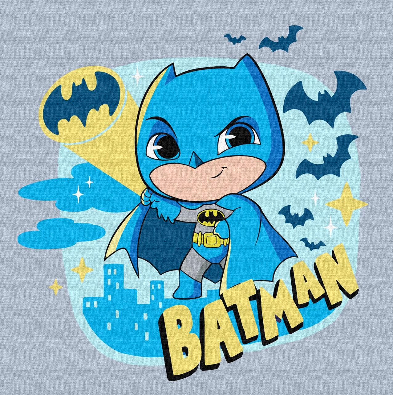 Картина по номерам Ideyka Для детей WB Batman Герой тьмы 25х25 см (KHO 1342)