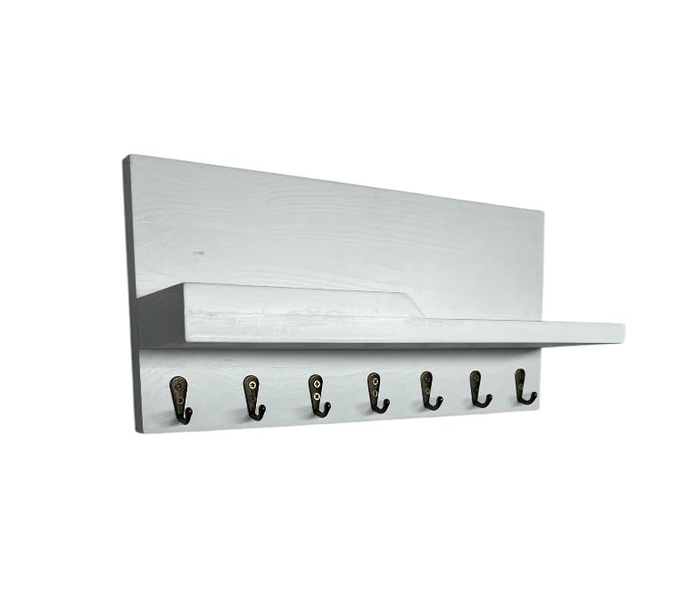Ключница деревянная на стену 37 см на 7 крючков Белый (23197165)