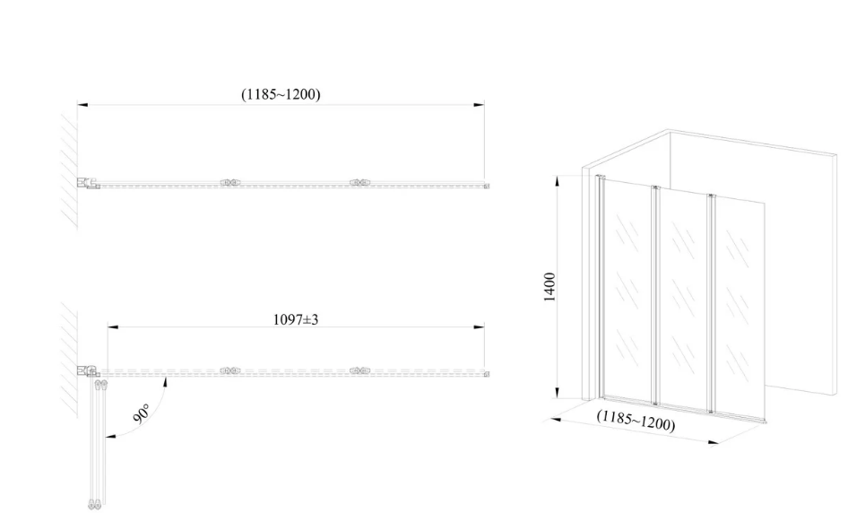 Скляна шторка для ванни AVKO Glass Clear A542-3 120х140 см - фото 3