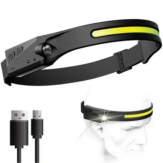 Налобний ліхтар BL G-28 XPE+COB з датчиком руху USB заряджання (G-28) - фото 2