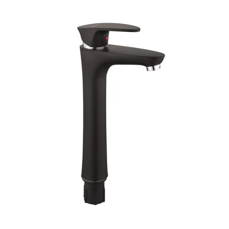 Смеситель для умывальника PLAMIX Cezar-001 HIGH SET Matte Black с подводом (PM0664)