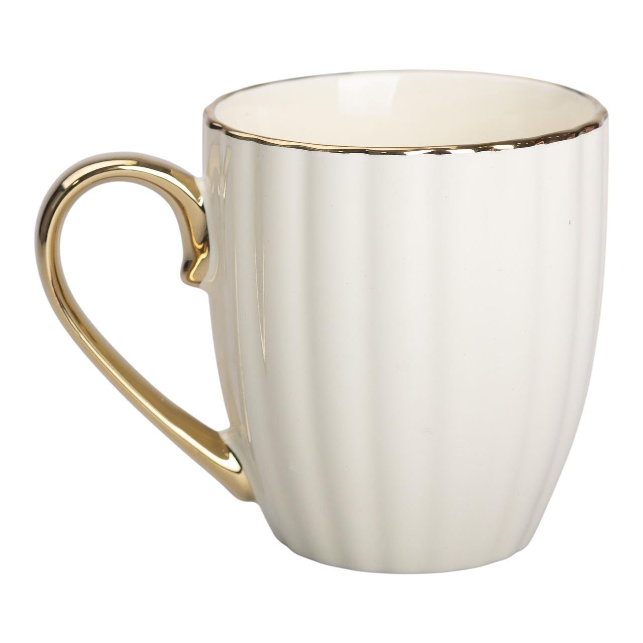 Чашка керамическая с золотой ручкой 420 мл Бежевый (RX-N240629BE) Чашка керамическая с золотой ручкой 420 мл Бежевый (RX-N240629BE)