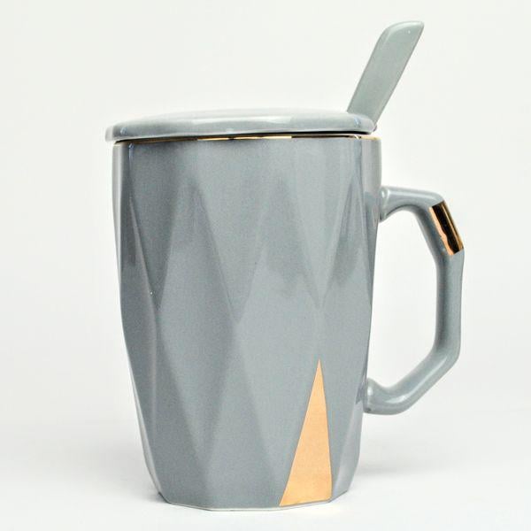 Кружка с крышкой Bonadi Elegance фарфоровая с ложкой 430 мл (927-228)