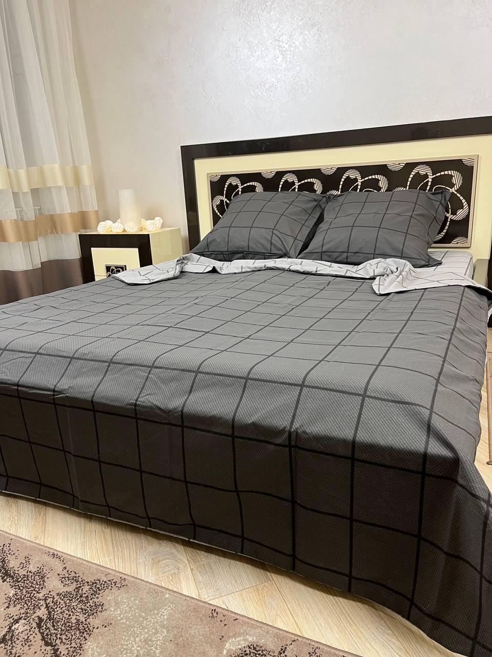 Комплект постільної білизни В клітинку 200х220 см євро бавовняний 70х70 см Сірий - фото 7 Комплект постільної білизни В клітинку 200х220 см євро бавовняний 70х70 см Сірий - фото 7