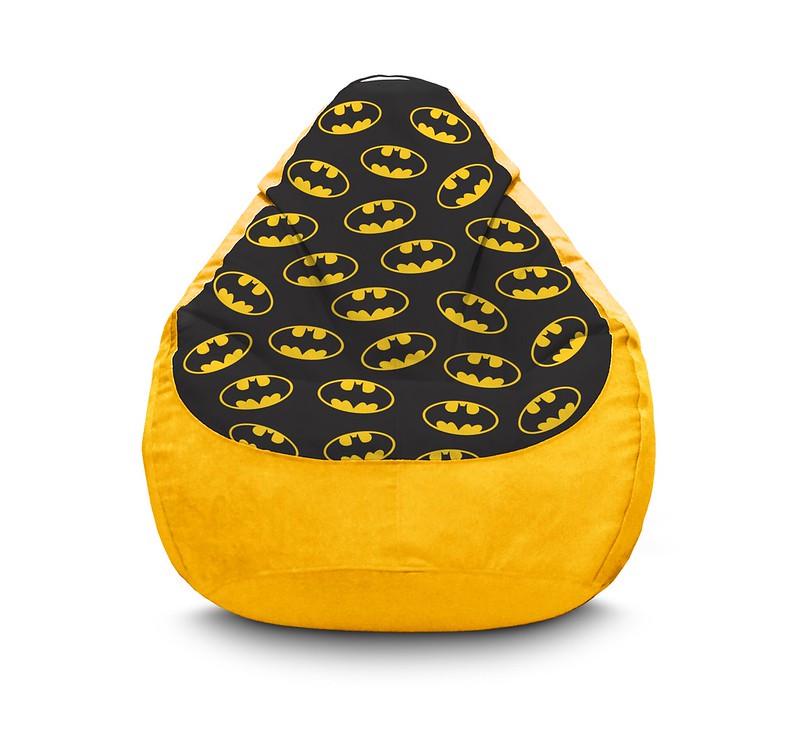 Кресло мешок iPuff Batman Black logo pattern Флок XL 80x110 см Желтый