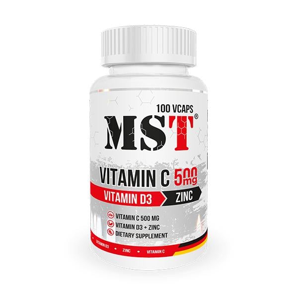 Витаминно-минеральный комплекс для спорта MST Nutrition Vitamin C 500+D3 2000 IU+Zink 100 вег. капс. (000025162)