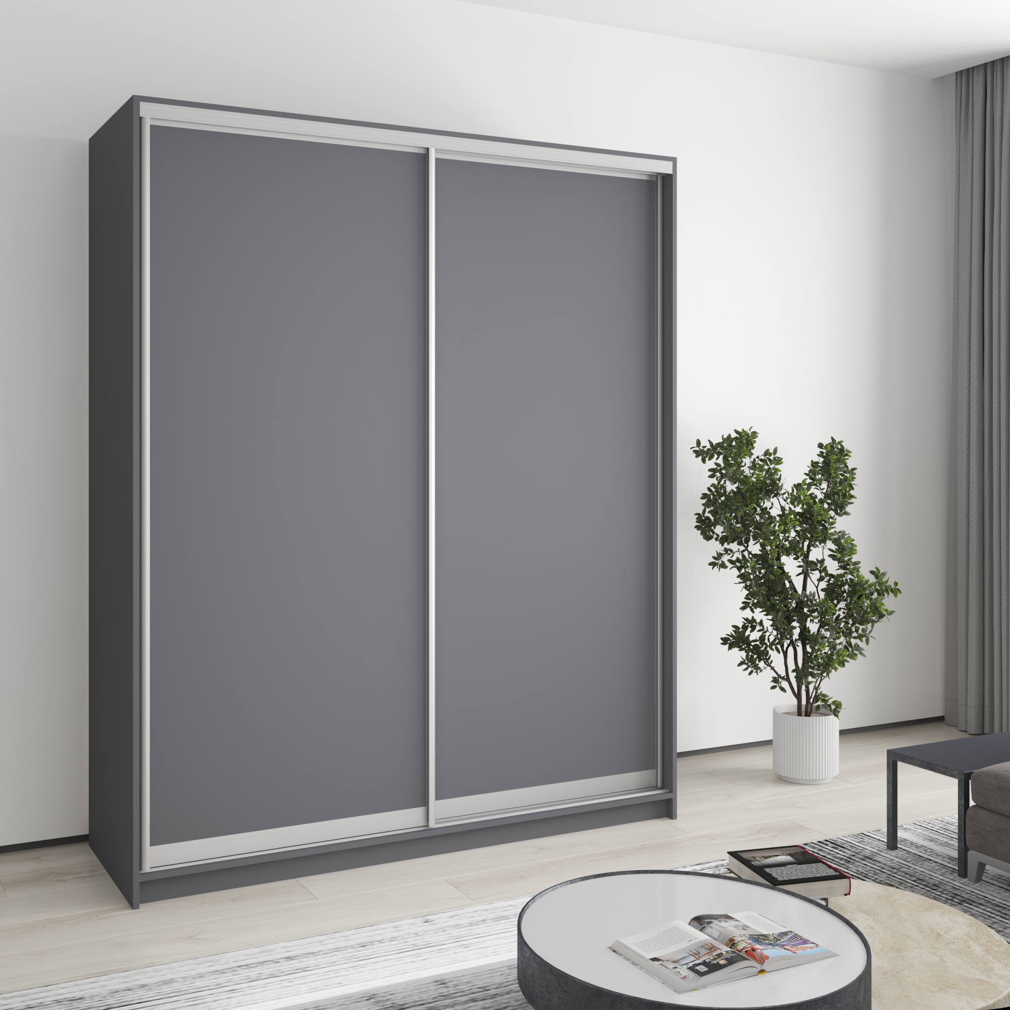 Шкаф-купе двухдверный Mebel Star Стандарт AL MBS-2313 170х60х210 см Антрацит (1003267) Шкаф-купе двухдверный Mebel Star Стандарт AL MBS-2313 170х60х210 см Антрацит (1003267)