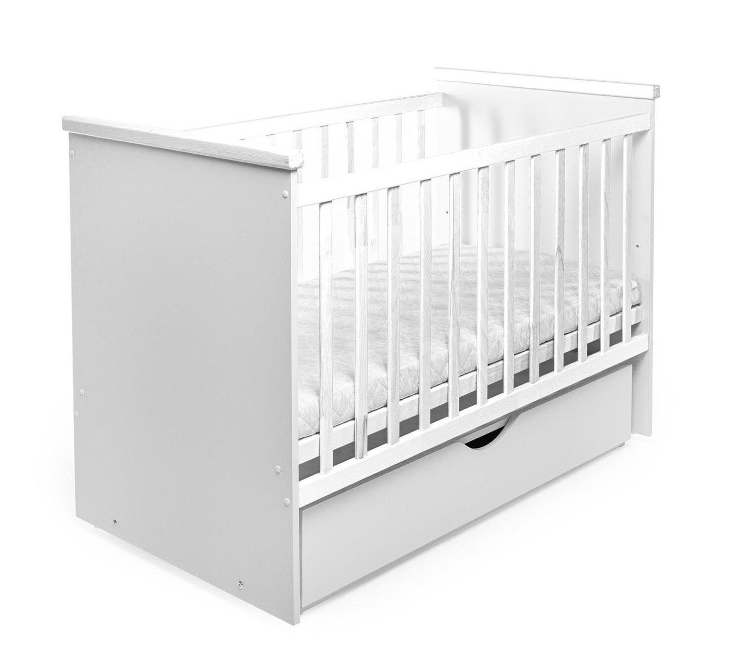 Кроватка деревянная Облачко с ящиком/опускаемый борт White (149632)