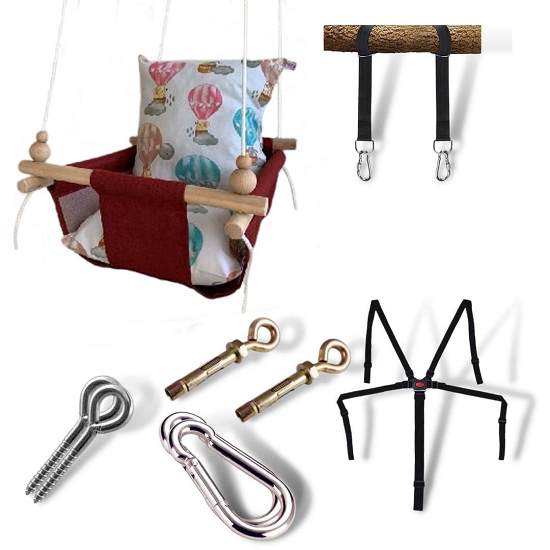 Детская качеля Infancy Мышки на воздушных шарах Бордовый (10072740)