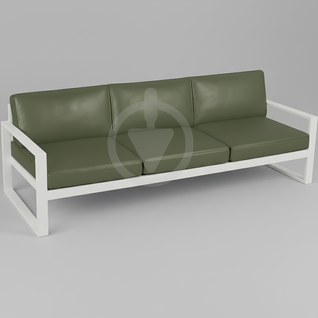 Диван металлический AVVS tech Бостон уличный лофт с подлокотниками экокожа 250 см Темно-оливковый (30067074)