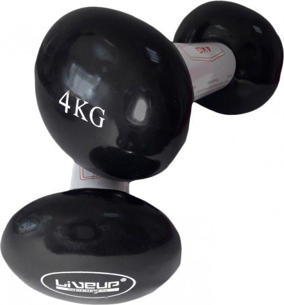Гантелі вінілові LiveUP Vinyl Dumbbell Egg Head 2х4 кг Чорний Гантелі вінілові LiveUP Vinyl Dumbbell Egg Head 2х4 кг Чорний