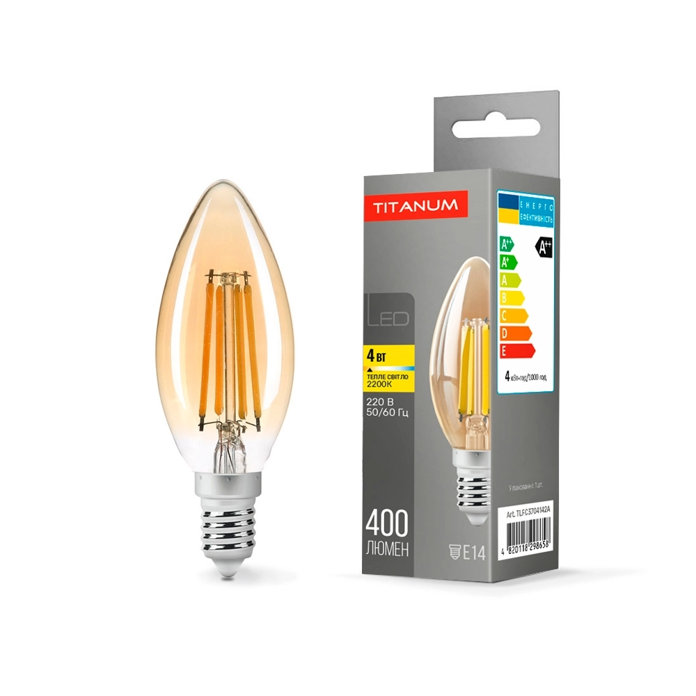 LED-лампа TITANUM Filament C37 4W E14 2200K Бронзовый (TLFC3704142A)
