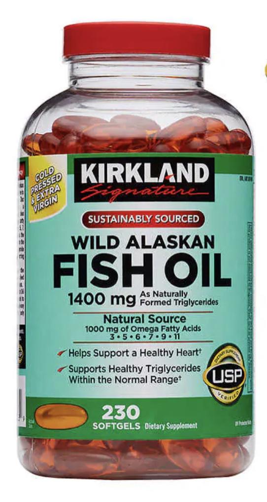 Рыбий жир Kirkland Wild Alaskan Fish Oil 1400 мг 230 капсул