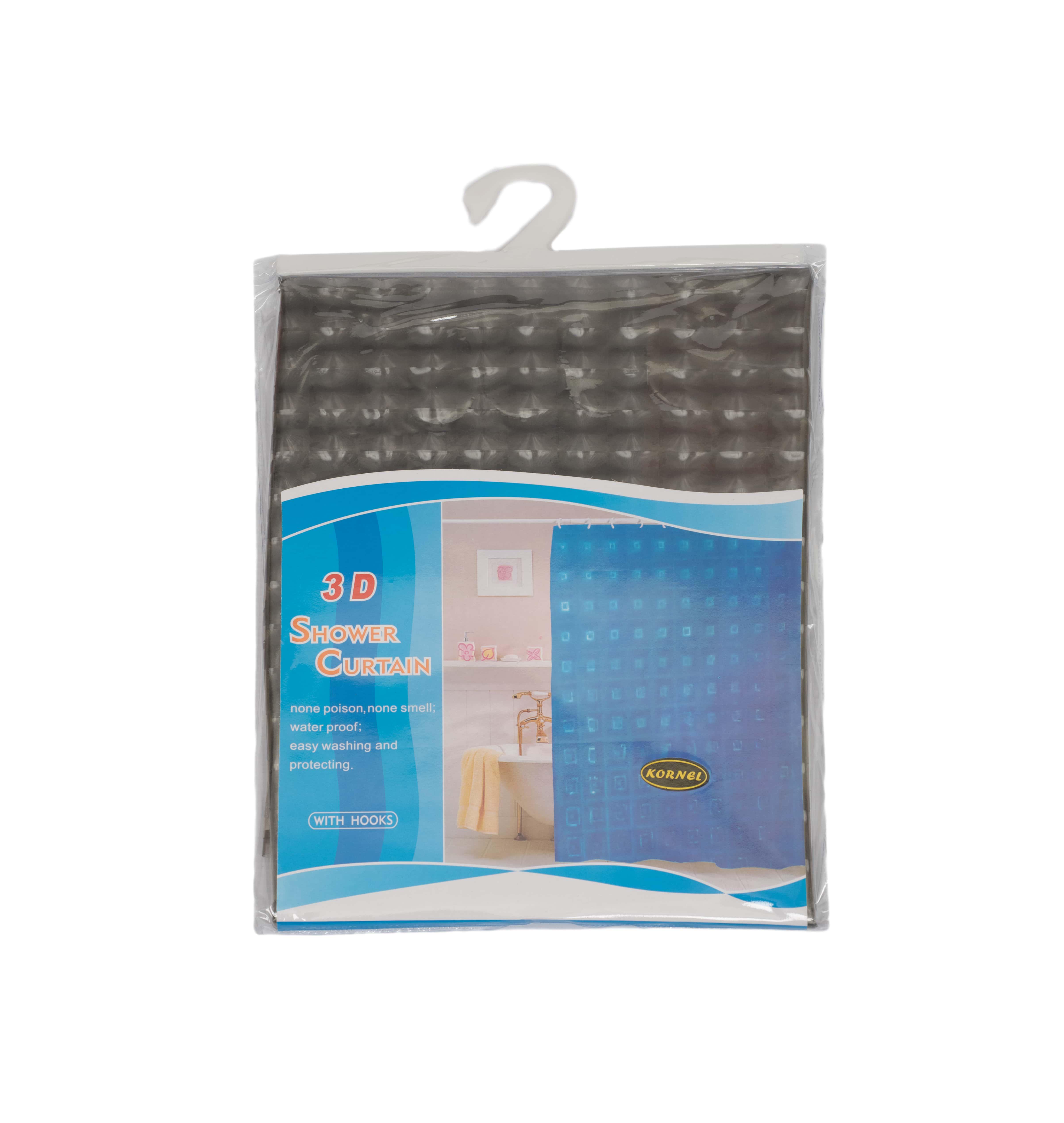 Шторка 3D для ванной комнаты 180х180 см Серый (KL-42)